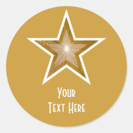 "Gold" Star 'Jouw tekst' ronde sticker geel