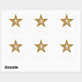Gold Star 'Jouw tekst' ronde sticker wit (Vel)