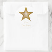 Gold Star 'Jouw tekst' ronde sticker wit (Tas)