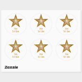 Gold Star 'Jouw tekst' ronde sticker wit (Vel)