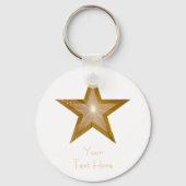 Gold Star 'Jouw tekst' sleutelhanger wit (Voorkant)