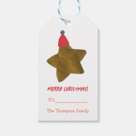 Gold Star Kerstmis Cadeaulabel