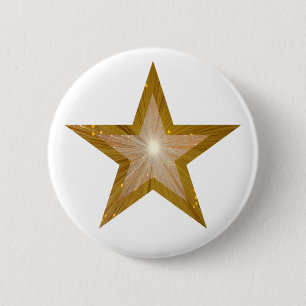 "Gold" Star-knop wit Ronde Button 5,7 Cm