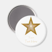 Gold Star-koelkast "Jouw tekst" magneet rond wit (Voorkant / Achterkant)