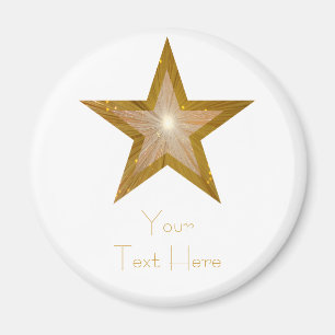 Gold Star-koelkast "Jouw tekst" magneet rond wit