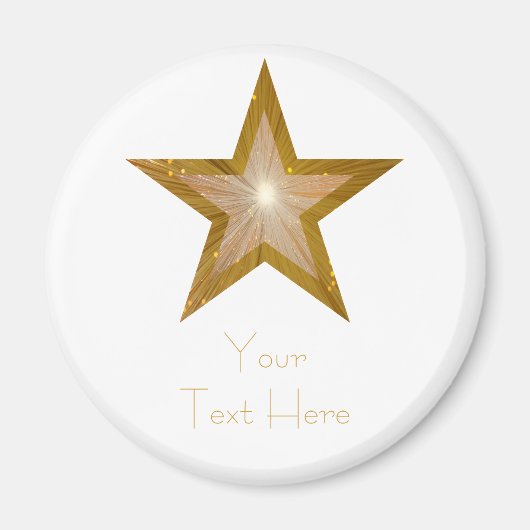 Gold Star-koelkast "Jouw tekst" magneet rond wit (Voorkant)