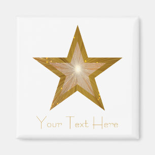Gold Star-koelkast "Jouw tekst" magneet wit