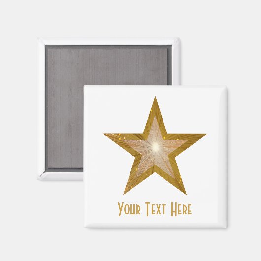 Gold Star-koelkast "Jouw tekst" magneet wit (Voorkant / Achterkant)
