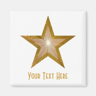 Gold Star-koelkast "Jouw tekst" magneet wit