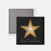 Gold Star-koelkast "Jouw tekst" magneet zwart (Voorkant / Achterkant)