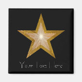 Gold Star-koelkast "Jouw tekst" magneet zwart (Voorkant)