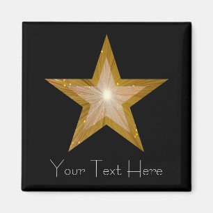 Gold Star-koelkast "Jouw tekst" magneet zwart