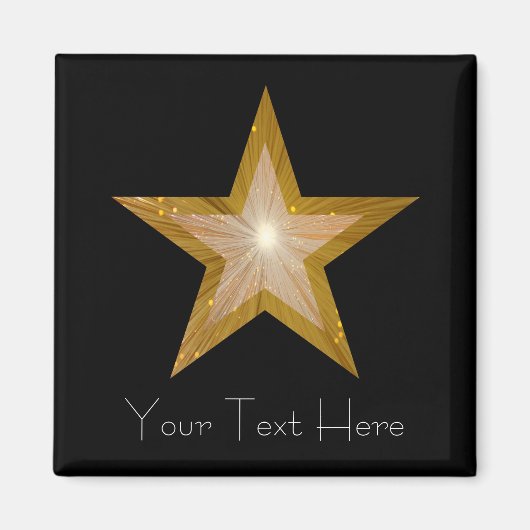 Gold Star-koelkast "Jouw tekst" magneet zwart (Voorkant)