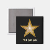Gold Star-koelkast "Jouw tekst" magneet zwart (Voorkant / Achterkant)
