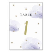 Gold Star & Lavender Cloud Table Number Kaart (Voorkant)
