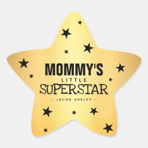 Gold Star mama's kleine superster Naam Ster Sticker