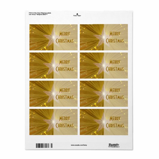 Gold Star 'Merry kerstcadeaulabel' label groot (Full Sheet)