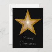 Gold Star 'Merry Kerstmis' briefkaart zwart (Voorkant / Achterkant)