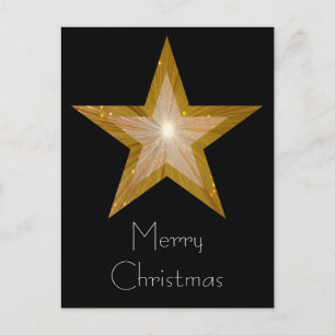 Gold Star 'Merry Kerstmis' briefkaart zwart