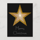 Gold Star 'Merry Kerstmis' briefkaart zwart (Voorkant)