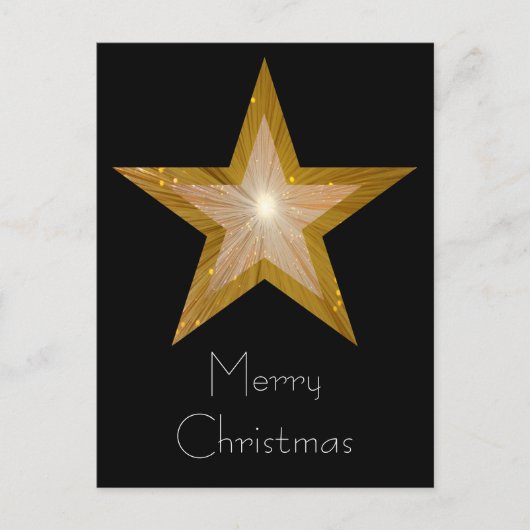 Gold Star 'Merry Kerstmis' briefkaart zwart (Voorkant)