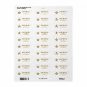 Gold Star 'Merry Kerstmis'-etiket, klein wit Etiket (Full Sheet)