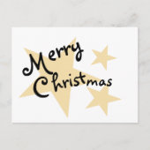 Gold Star Merry-kerstmis op wit Briefkaart (Voorkant)