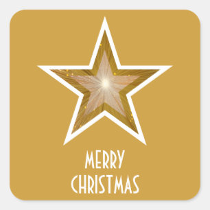 Gold Star 'Merry Kerstmis' pleister geel Vierkante Sticker