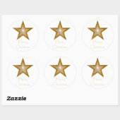 Gold Star 'Merry Kerstmis'-ronde sticker wit (Vel)