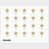 Gold Star 'Merry Kerstmis'-ronde sticker wit (Vel)