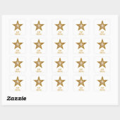 Gold Star 'Merry Kerstmis' vierkante sticker wit (Vel)