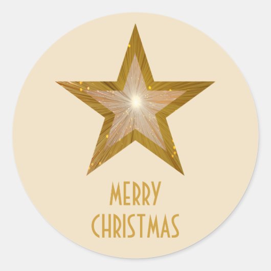 Gold Star 'Merry kerstry'-ronde sticker (Voorkant)