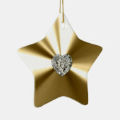 Gold Star met hartdiamantversiering Keramisch Ornament (Rechts)