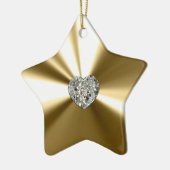 Gold Star met hartdiamantversiering Keramisch Ornament (Links)