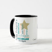 Gold Star Michigan Word Art Mok (Voorkant links)