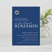 GOLD STAR moderne Bar Mitswa minimale marine wit Kaart (Staand voorkant)