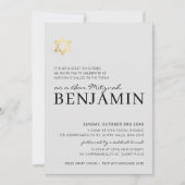 GOLD STAR moderne Bar Mitzvah minimal bord grijs Kaart (Voorkant)