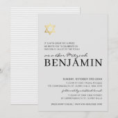 GOLD STAR moderne Bar Mitzvah minimal bord grijs Kaart (Voorkant / Achterkant)