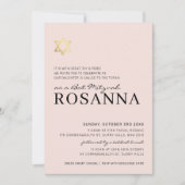 GOLD STAR moderne Bat Mitzvah minimal bord roze Kaart (Voorkant)