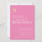 GOLD STAR moderne Bat Mitzvah minimal  roze Kaart (Voorkant)