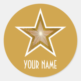 Gold Star 'Naam' ronde sticker geel