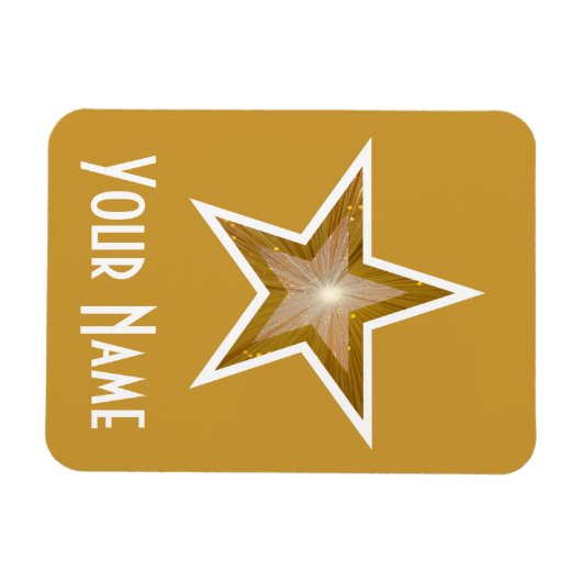 "Gold" Star 'Name' flexibele magneet goud (Horizontaal)