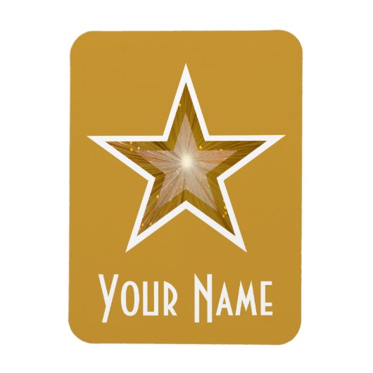 "Gold" Star 'Name' flexibele magneet goud (Verticaal)