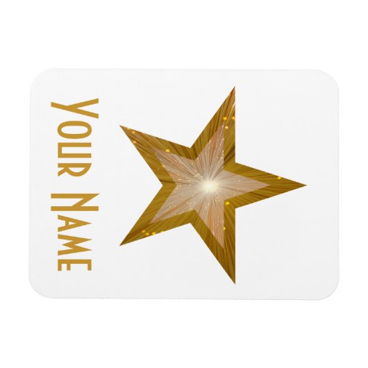 "Gold" Star 'Name' flexibele magneet wit (Horizontaal)
