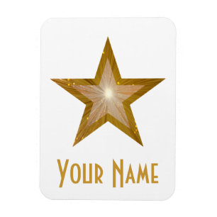 "Gold" Star 'Name' flexibele magneet wit