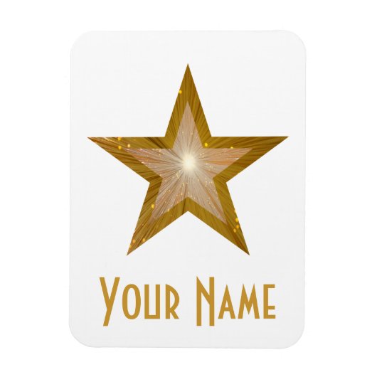 "Gold" Star 'Name' flexibele magneet wit (Verticaal)
