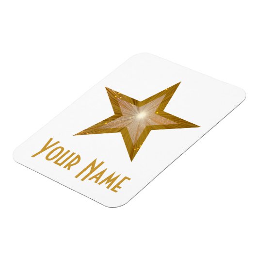 "Gold" Star 'Name' flexibele magneet wit (Linkerzijde)