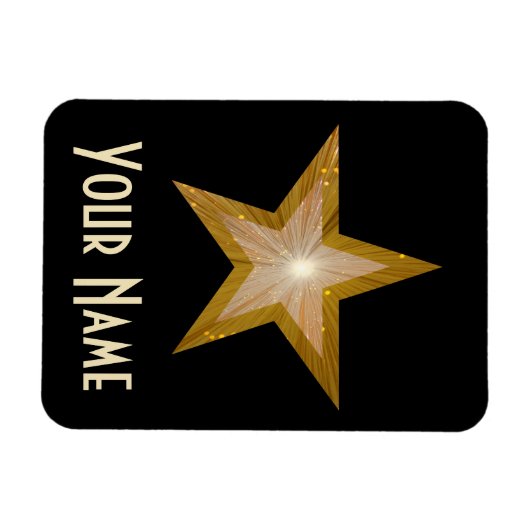 'Gold' Star 'Name' flexibele magneet zwart (Horizontaal)