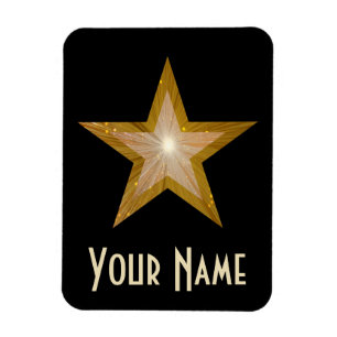 'Gold' Star 'Name' flexibele magneet zwart