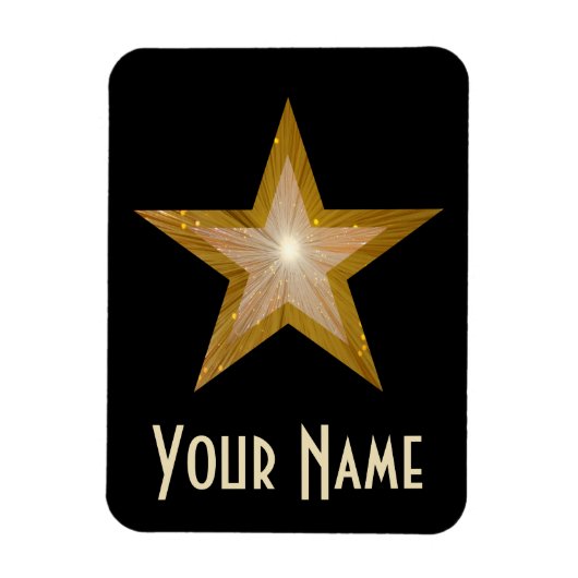 'Gold' Star 'Name' flexibele magneet zwart (Verticaal)